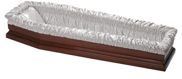 Acetate satin sack coffin interior white "Gardenia" model