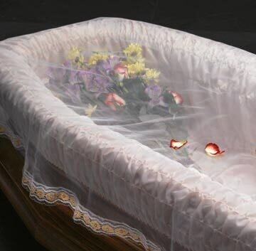 ​Rectangular corpse covering veil with gold lace