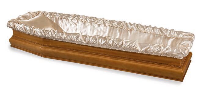 Paperboard coffin interior in polish satin champagne "Iride" model
