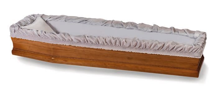 Paperboard coffin interior in taffetas grey "Vittoria" model