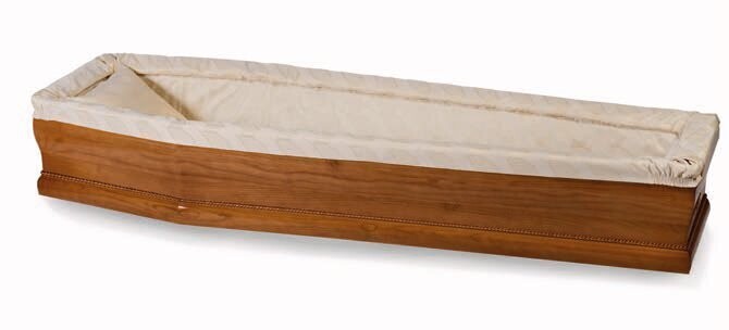 Paperboard coffin interior in jacquard polyester champagne "Minerva" model