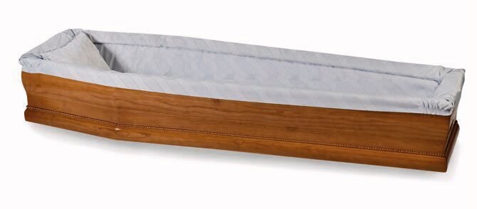 Paperboard coffin interior in jacquard polyester grey "Minerva" model