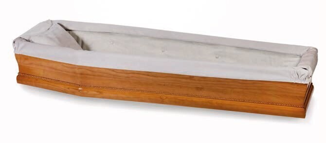 Paperboard coffin interior in cotton and velvet grey "Eris" model