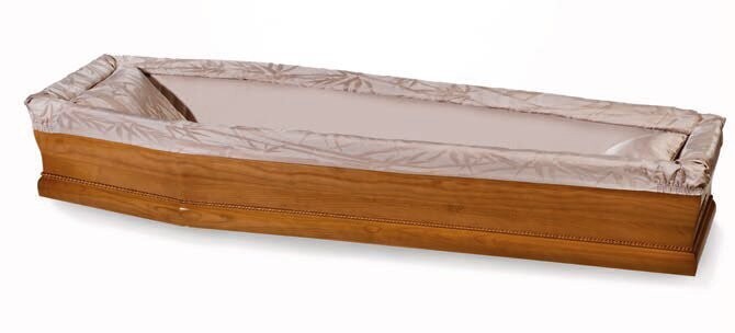 Paperboard coffin interior in jacquard dove color "Demetra" model