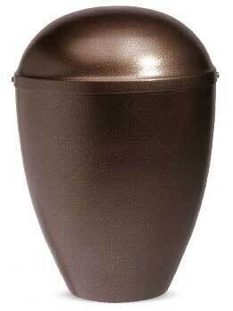 Bronze cinerary urn in painted steel with curved lid