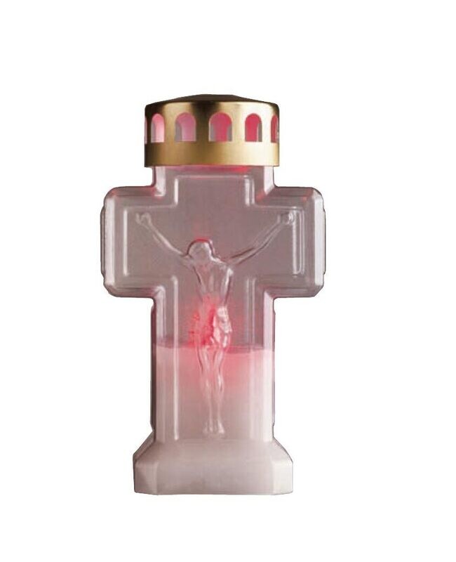 White cross-shaped​ electronic candle