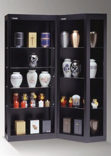 Black painted sheet metal corner display unnit