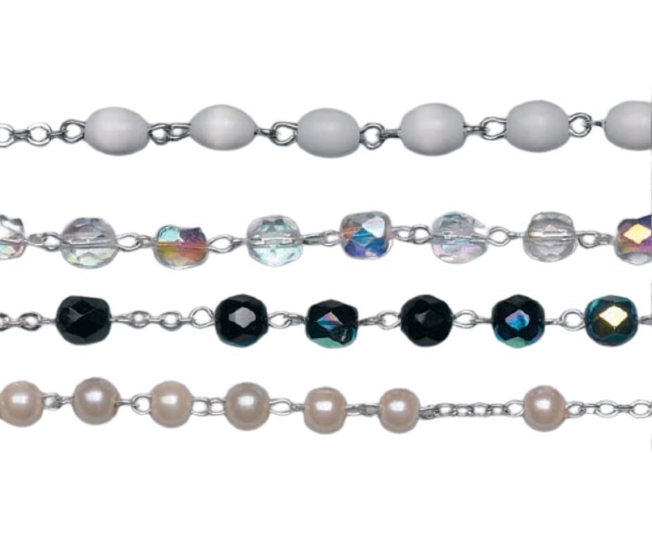 Scarab glass rosaries with silver details