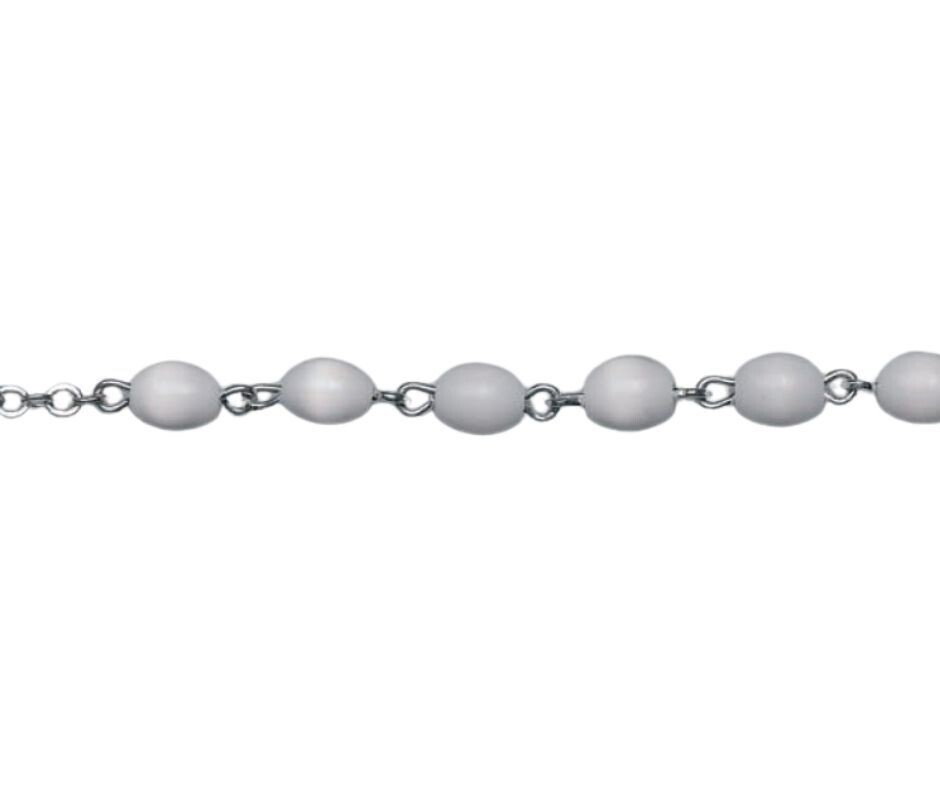 Scarab glass rosaries with silver details, Colour: Mother of pearled glass