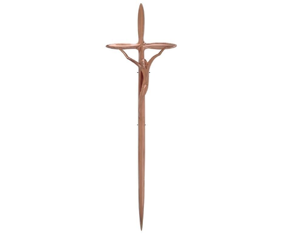 Cross for coffin in zamak alloy series 375 vintage copper finishing