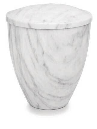 Carrara finish cinerary urn in painted steel
