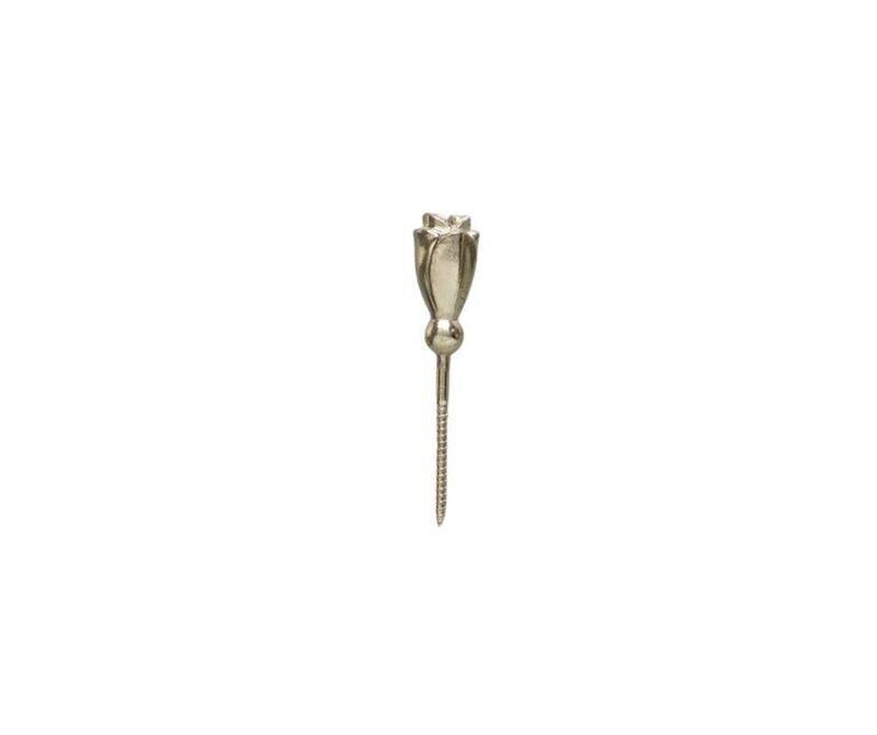 Steel screw with rose bud in zamak polish brass finishing