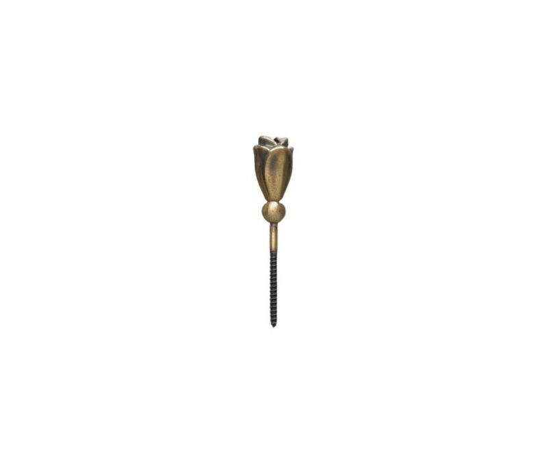 Steel screw with rose bud in zamak vintage brass finishing