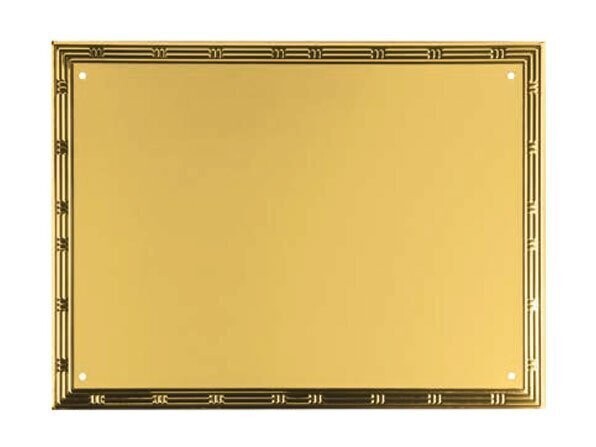 Flat aluminium plate patinated gold with polish gold border relief 1