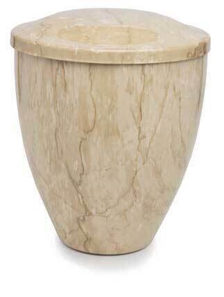 Botticino finish cinerary urn in painted steel