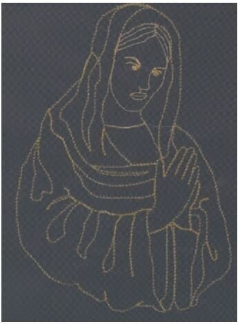 ​Rectangular corpse covering veil with gold lace and gold Virgin Mary embroidery
