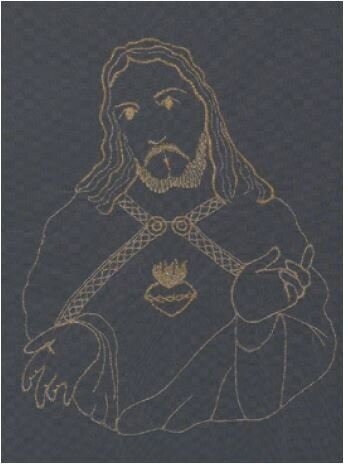 ​Rectangular corpse covering veil with gold lace and gold Holy heart Christ embroidery