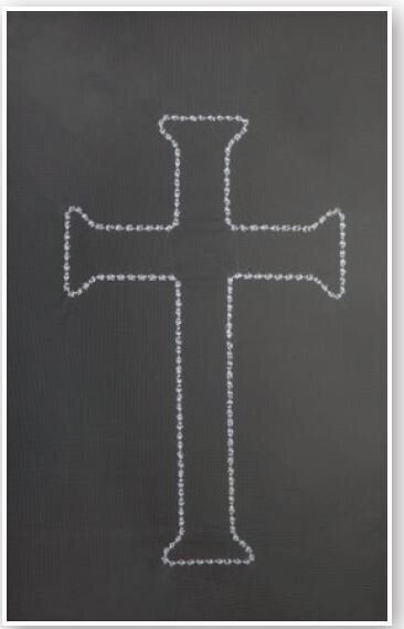 Corpse covering veil with cross and white satin ribbon