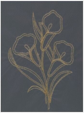 ​Rectangular corpse covering veil with gold lace and gold calla embroidery