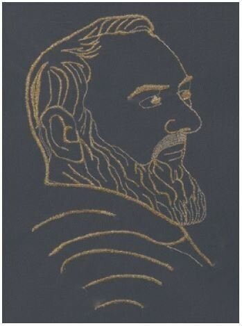 ​Rectangular corpse covering veil with gold lace and gold Padre Pio embroidery