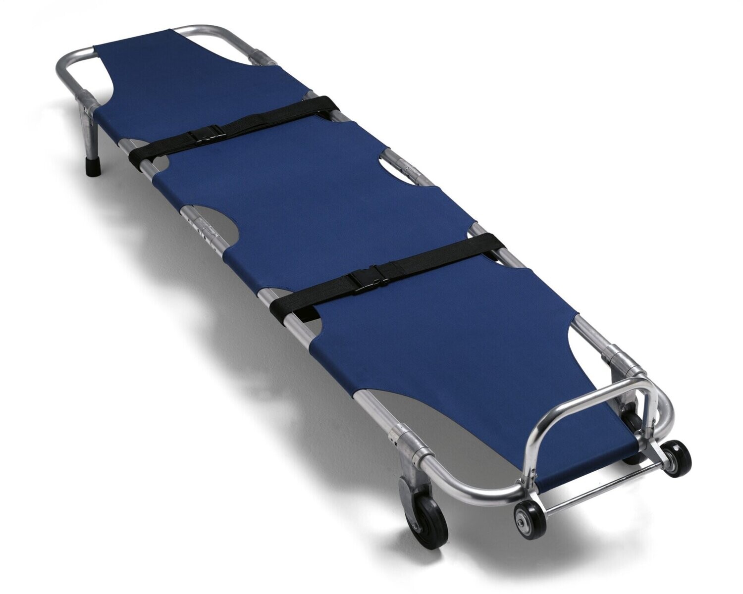 Folding recovery stretcher in length