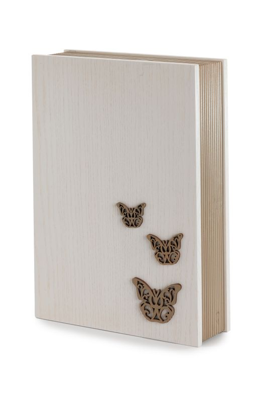 Book urn with white ash and dove finishing with butterflies