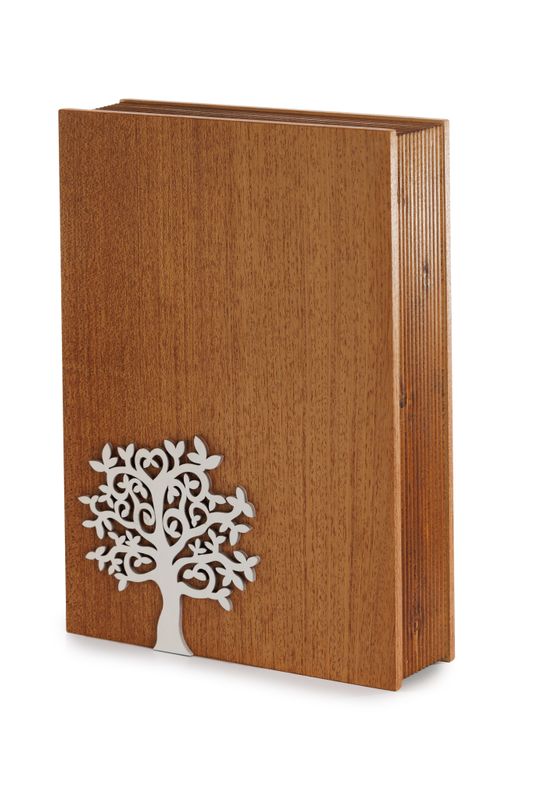 Book urn with mahogany finishing with tree