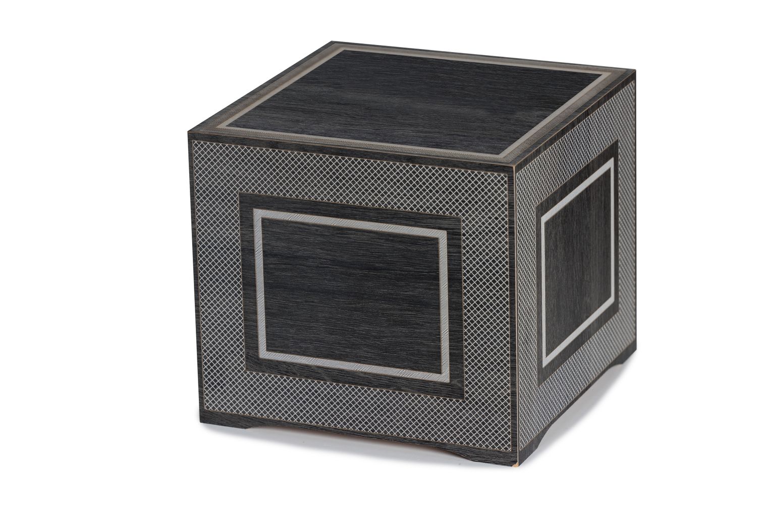 Anthracite-finish wooden urn with panel