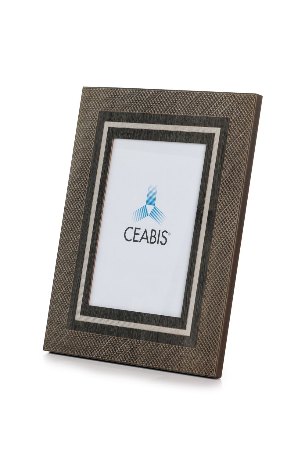 Wooden frame with embossed squares - anthracite finishing