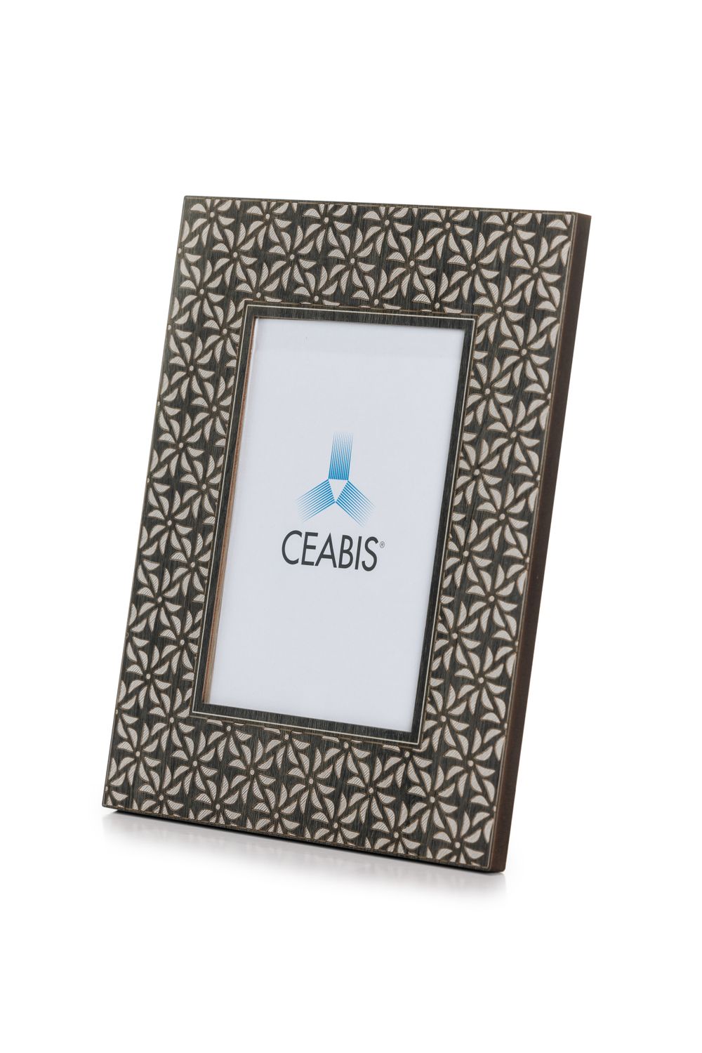 Wooden frame with embossed flowers - anthracite finishing