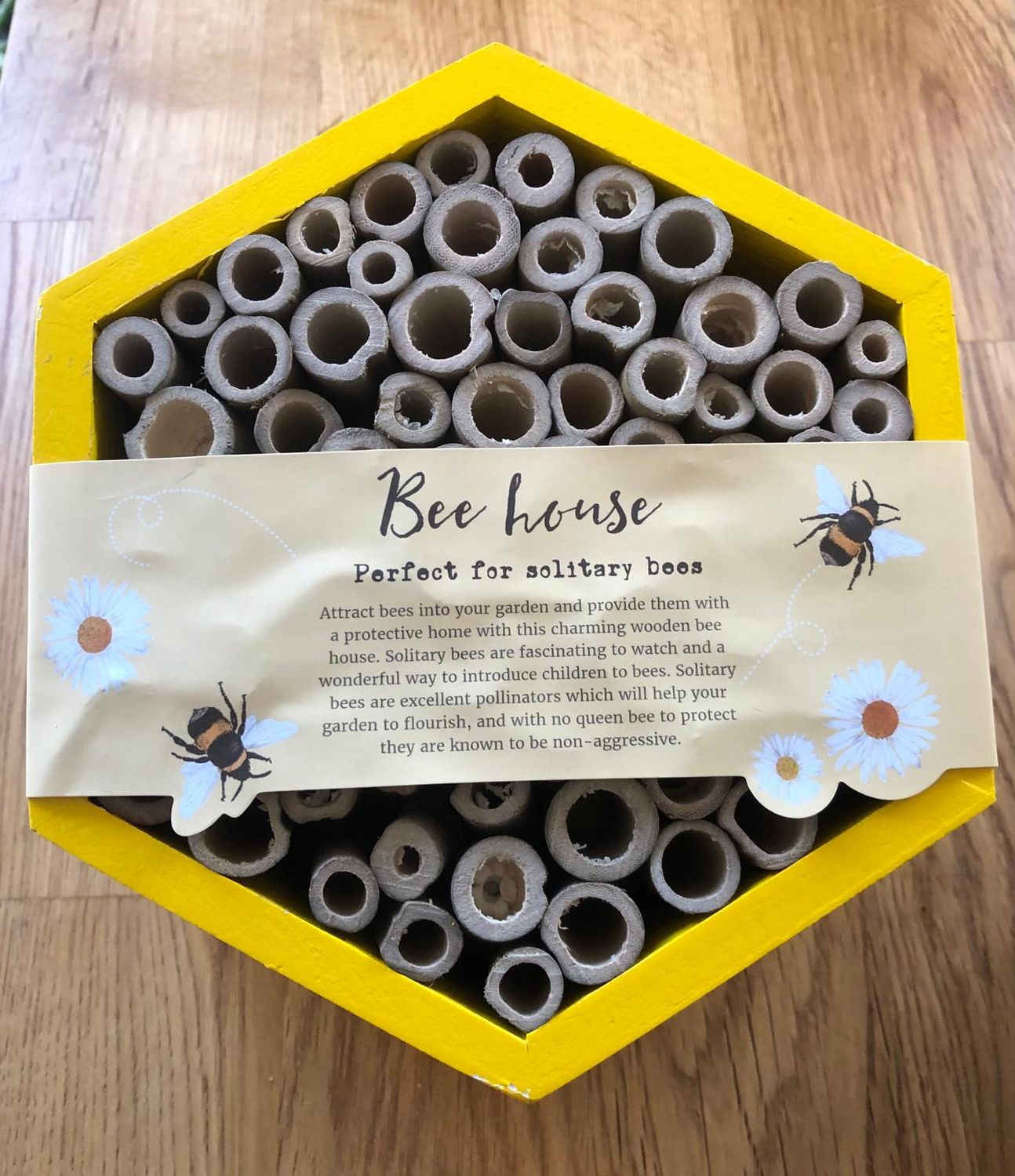 Wooden Bee House - Yellow