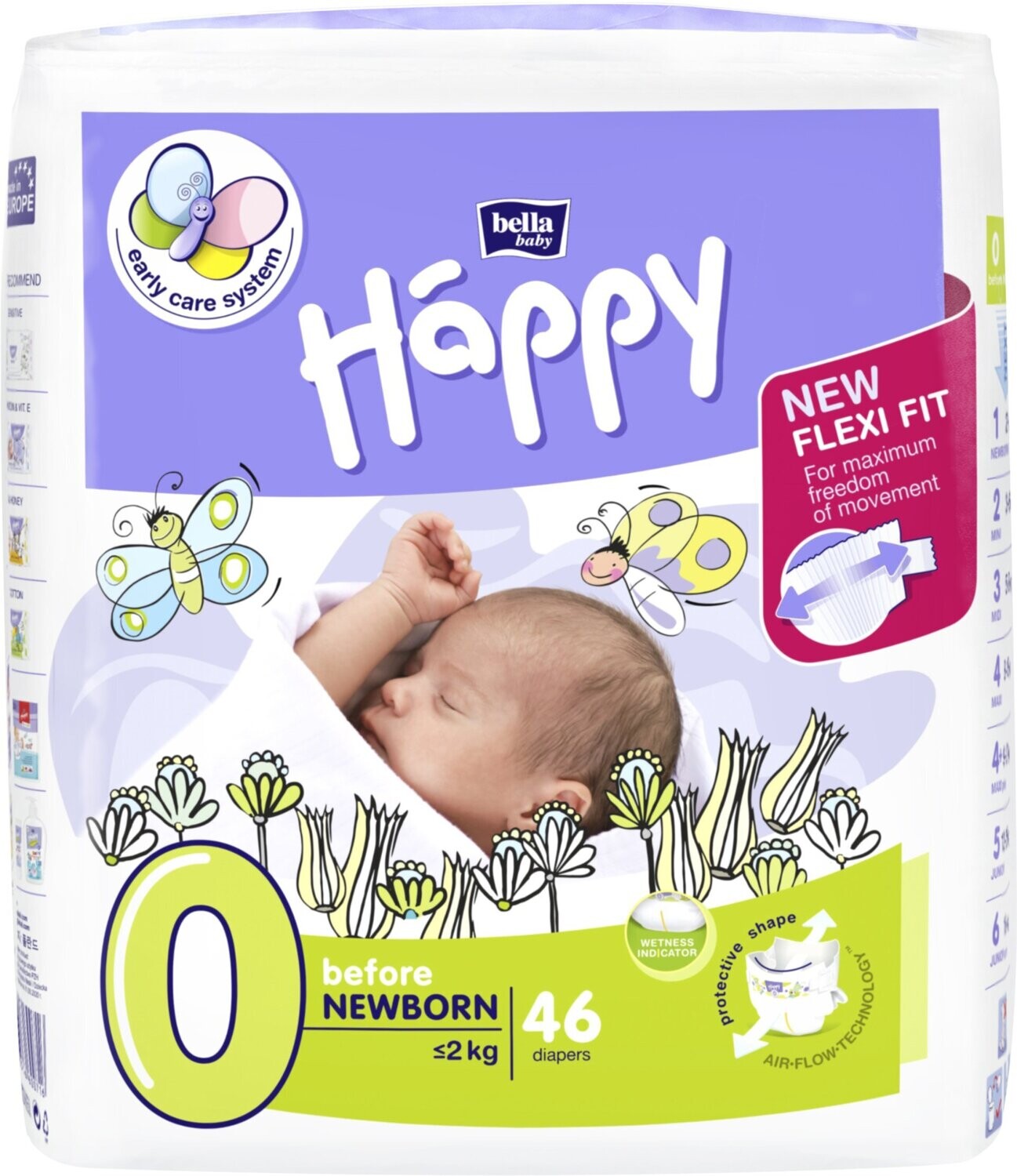 Happy Bella Windeln Gr. 0 -Before Newborn mit Urin-Indikator (< 2Kg)