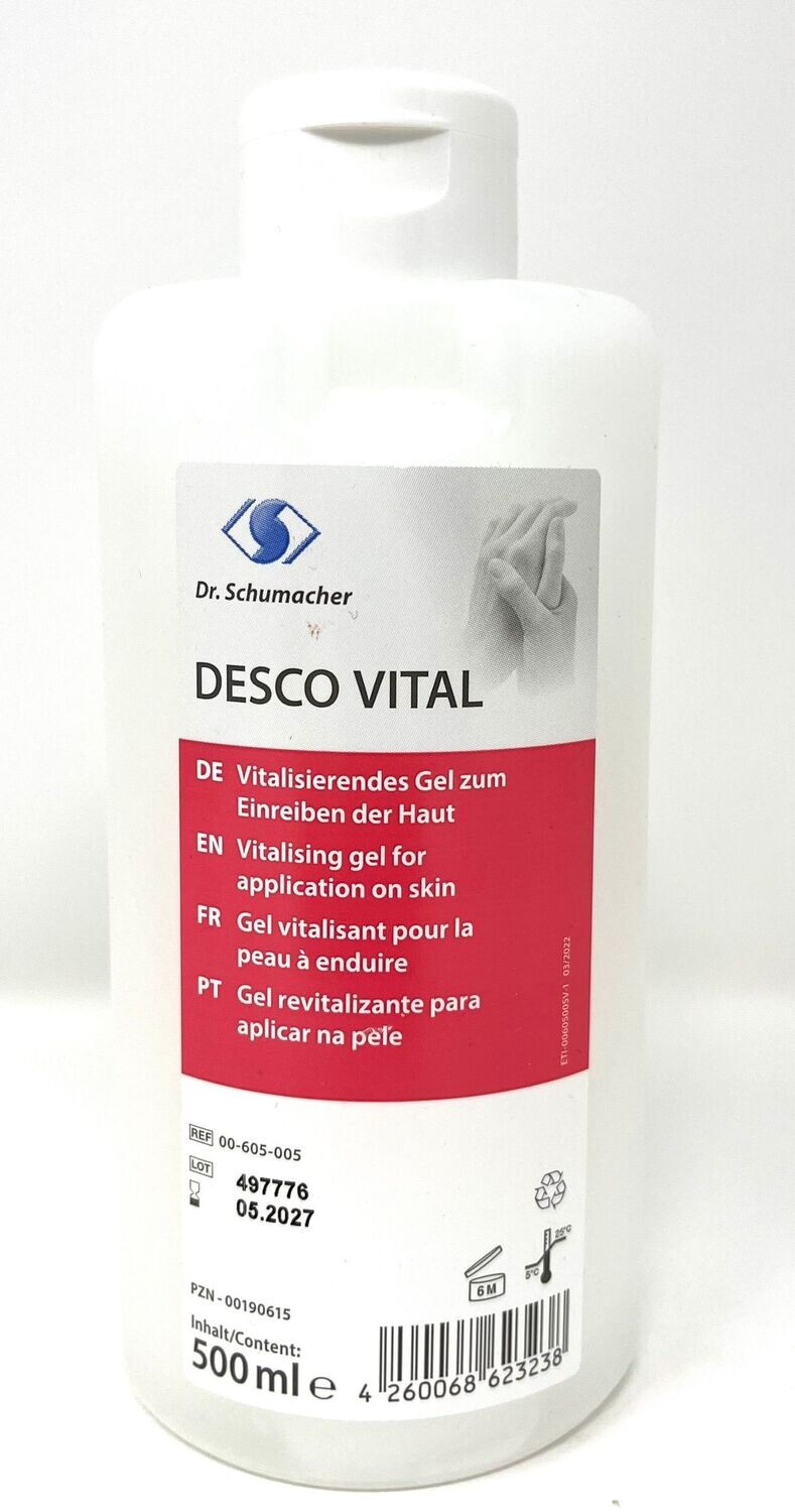 Desco Vital 500ml
Vitalisierendes Gel zum Einreiben der Haut