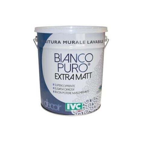 Pittura murale lavabile opaca. Bianco Puro Extra Matt