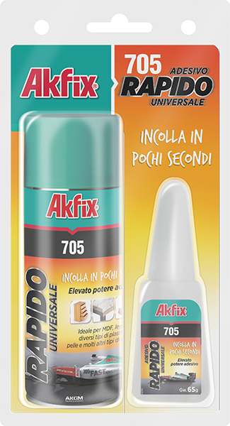 Colla adesiva rapida con attivatore 705, Akfix.