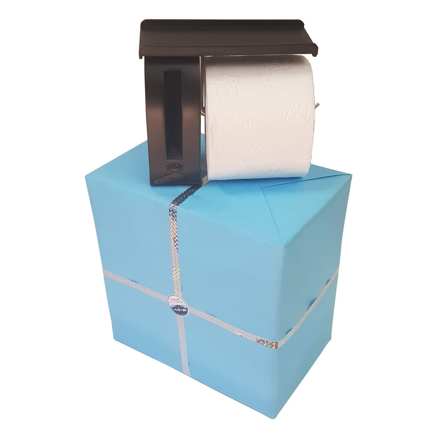 NR-2 Mini zwart. Design rolhouder, vervangt vochtige doekjes