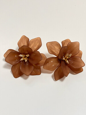 Pendientes flor marrón
