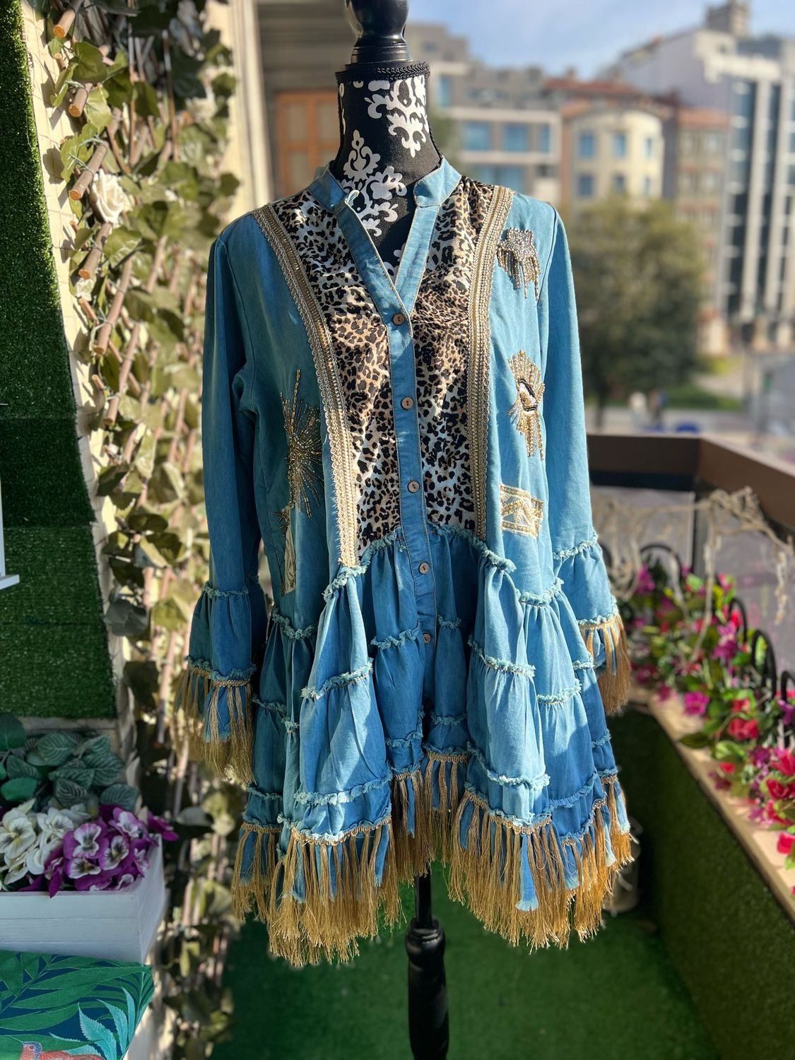 Vestido vaquero flecos