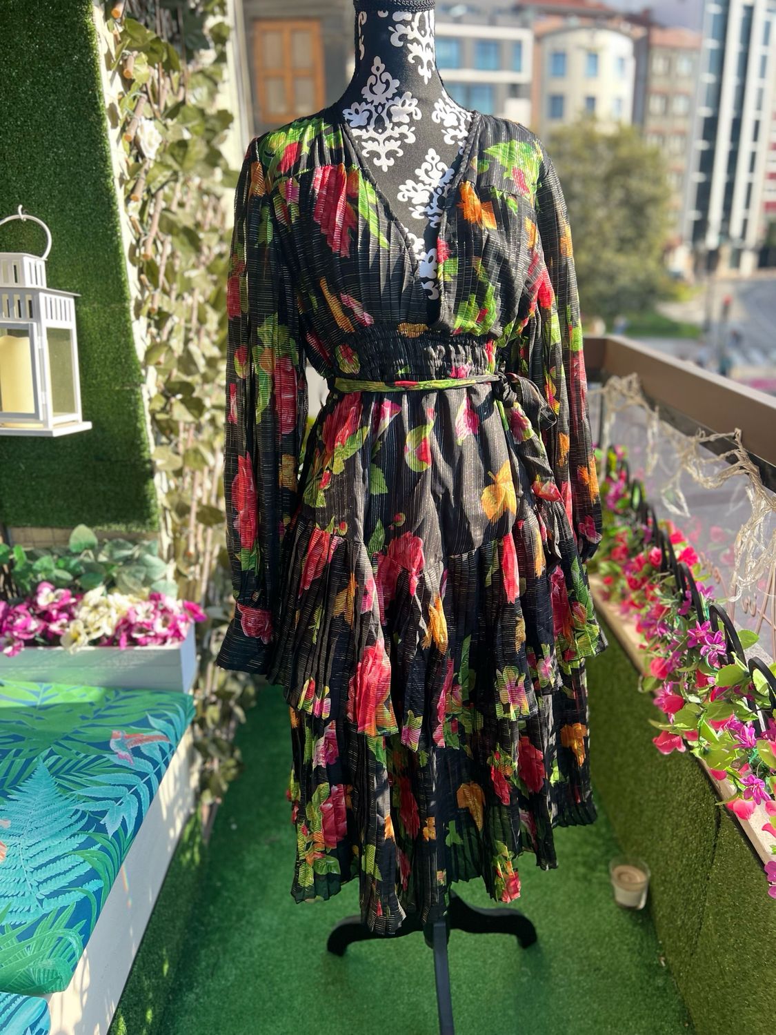 Vestido vaporoso multicolor