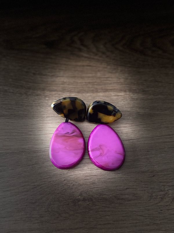 Pendientes bicolor magenta