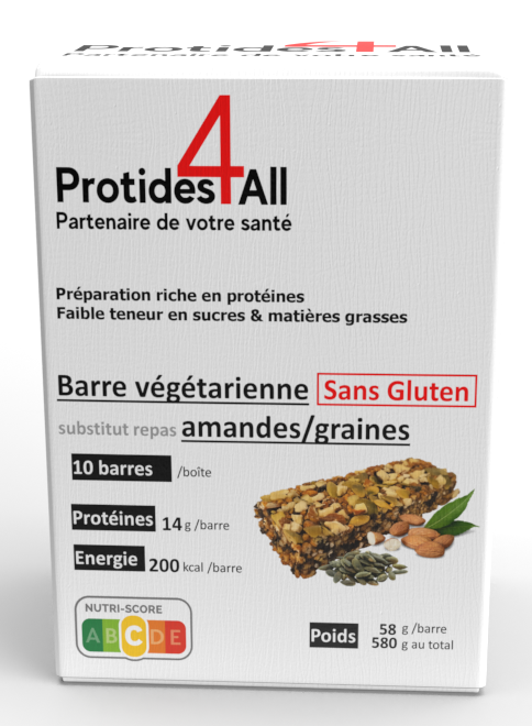 10 Barres protéinées substitut repas amandes/graines - Végétarienne - Sans gluten