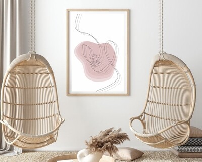 Abstract Face Line Drawing Poster with Red Accent | 1 Poster | Available in 8 Sizes + Download