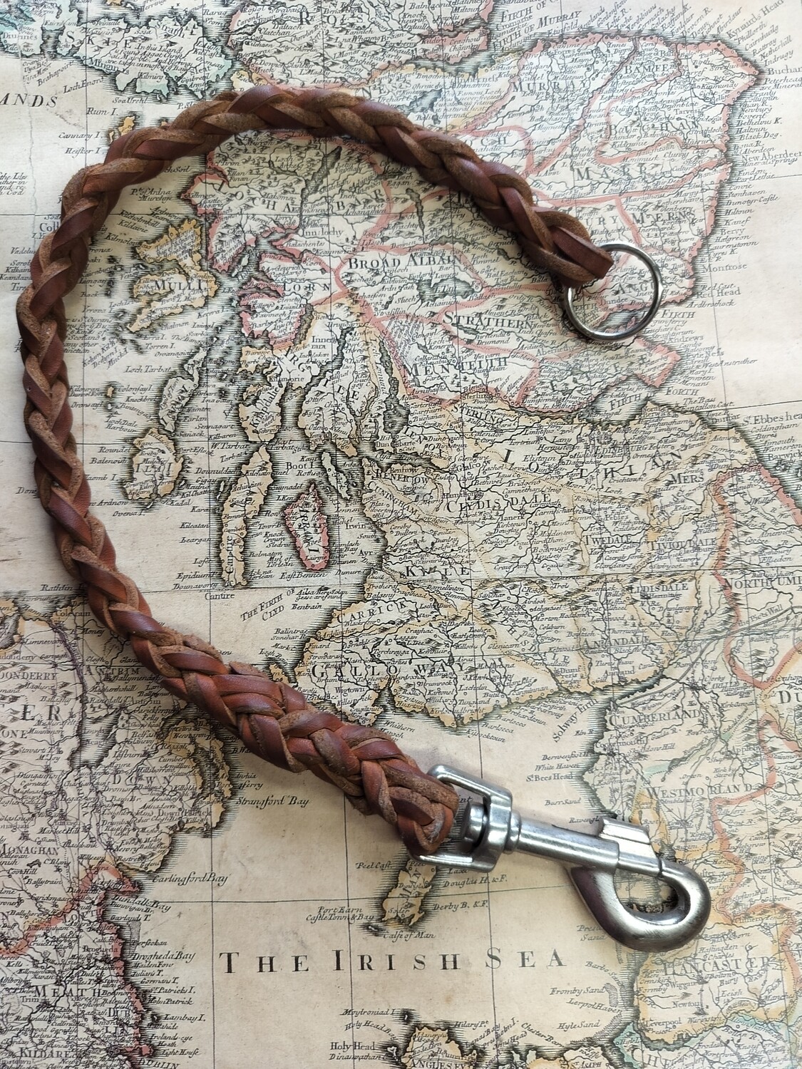 Braided Leather Lanyard With Stainless Steel Hook, Leather Wallet