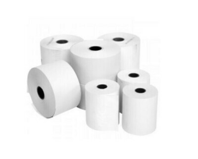 57x40x12.7MM WHITE THERMAL PAPER ROLL (CREDIT CARD ROLLS) 20 ROLLS PER BOX