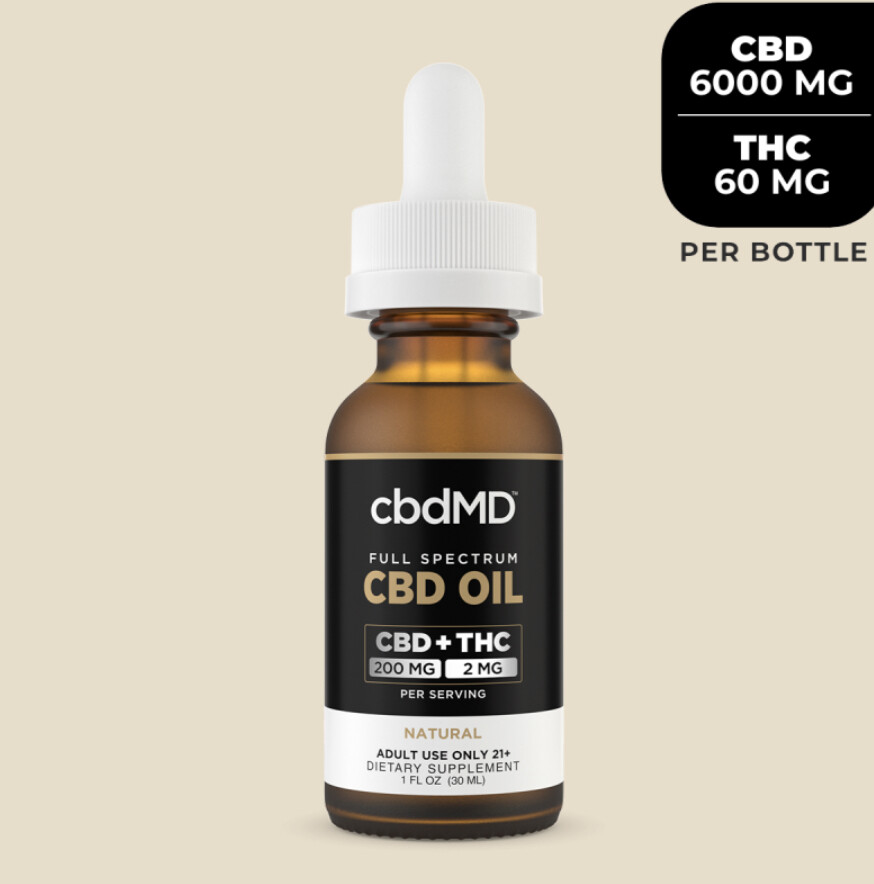 cbdMD | Full Spectrum CBD Oil Tincture 6000mg 30ml Natural