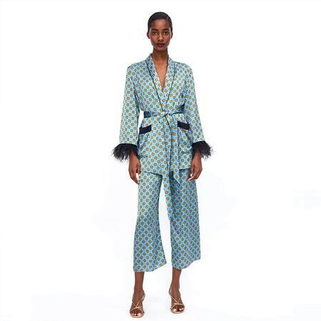 Ensemle femme à imprimé géométrique - à lacets