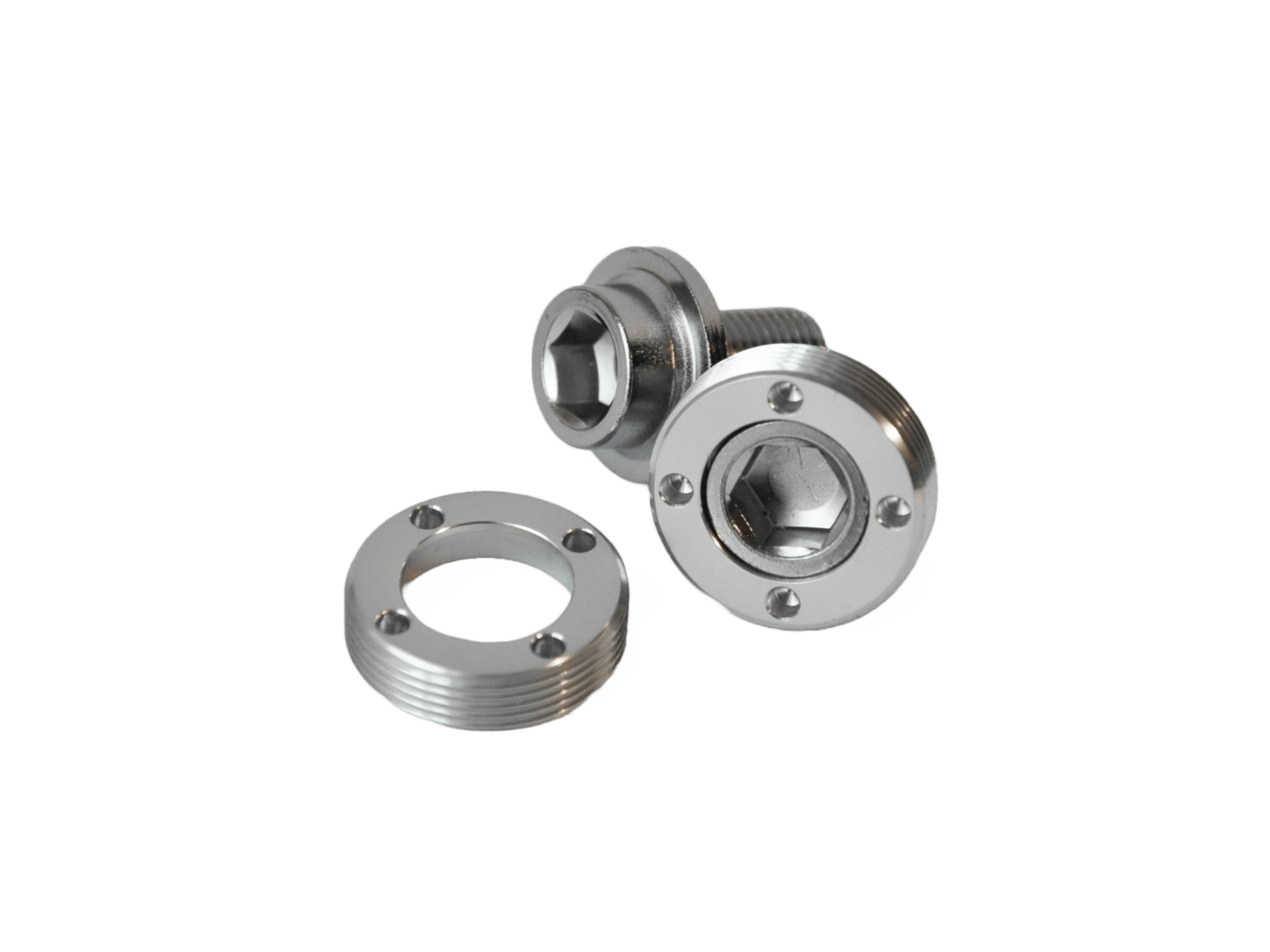 Kurbelschrauben mit Alu Ring - silber