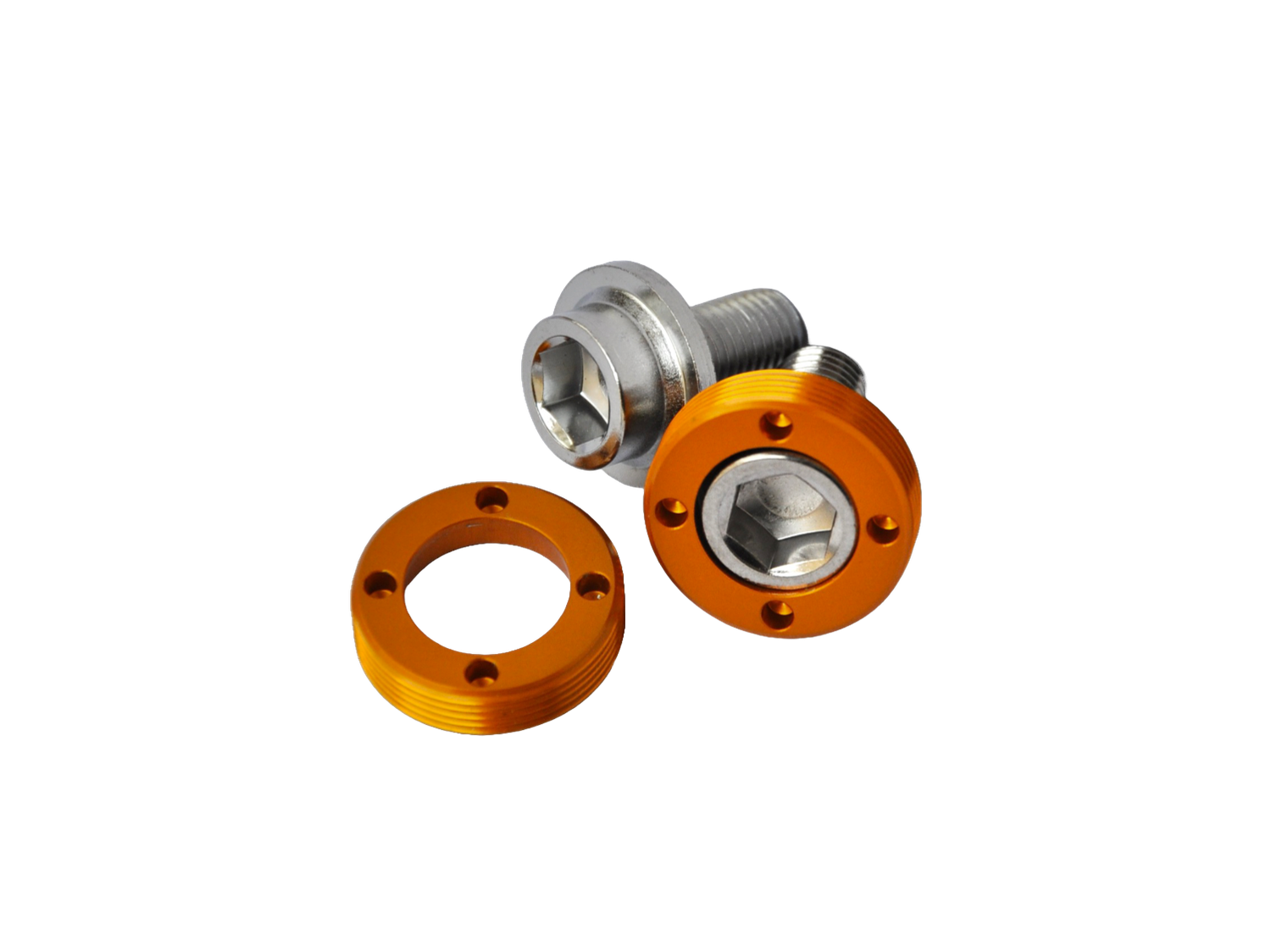 Kurbelschrauben mit Alu Ring - orange