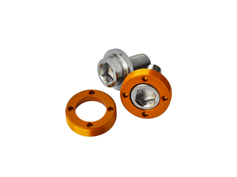 Kurbelschrauben mit Alu Ring - orange