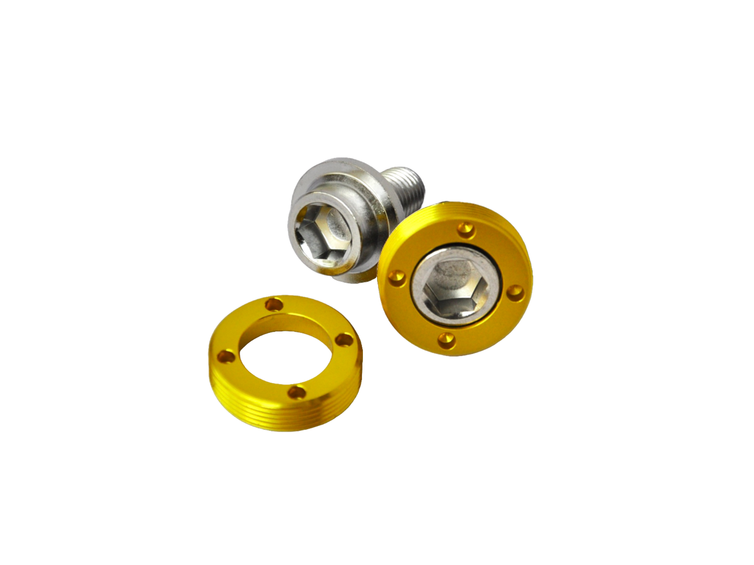 Kurbelschrauben mit Alu Ring - gold